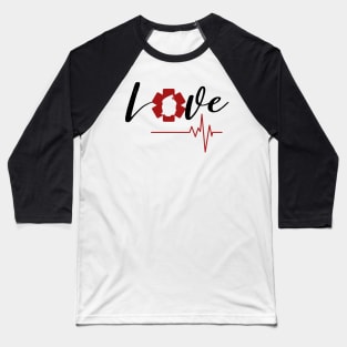 Love Nursing black text design with red Nurse star, silhouette and heartbeat Baseball T-Shirt